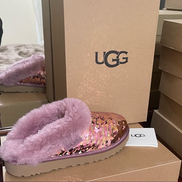 UGG | Cluggette Sequins PINK Slippers New In Box - Picture 13 of 15